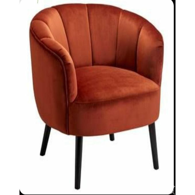 modern barrel-style velvet accent chair