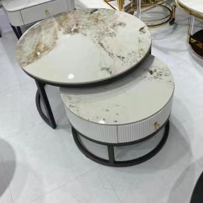 Luxury Marble-Finish Nesting Coffee Table Set