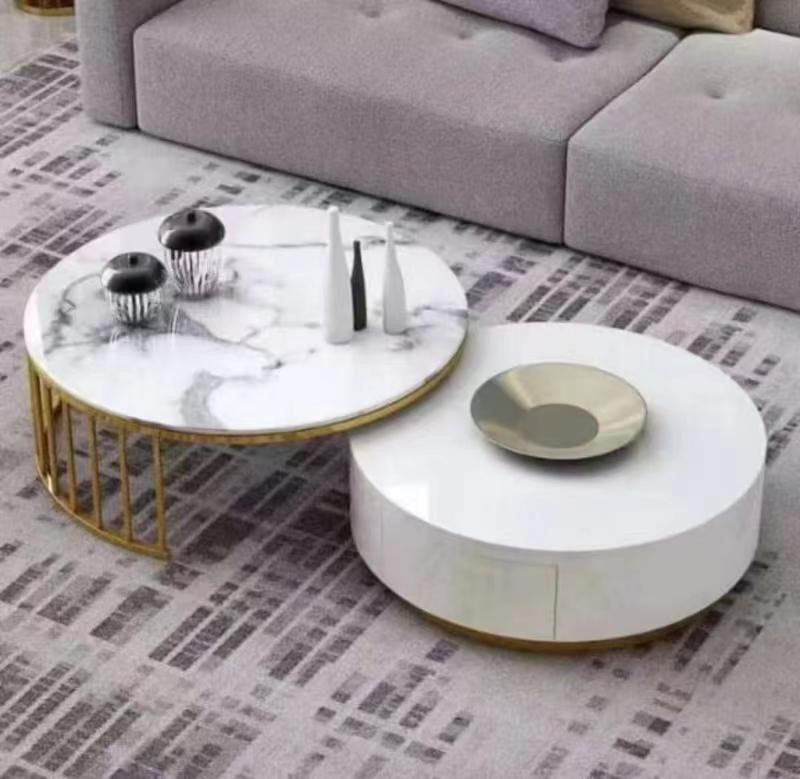 Luxury Round Two-Tone Nested Coffee Table Set