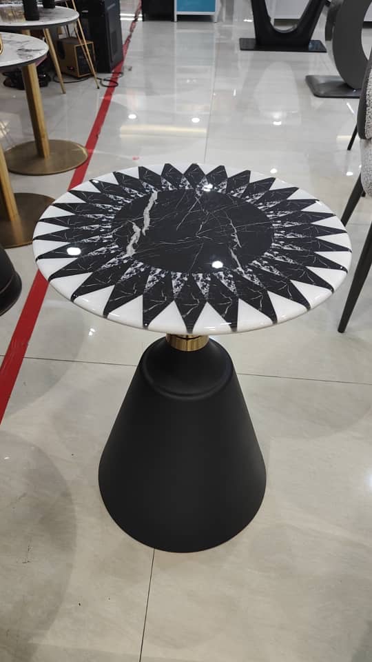 Modern Sunburst Pattern Marble Accent Table