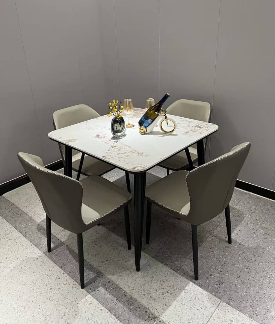 Modern Marble-Pattern 4-Seater Dining Suite